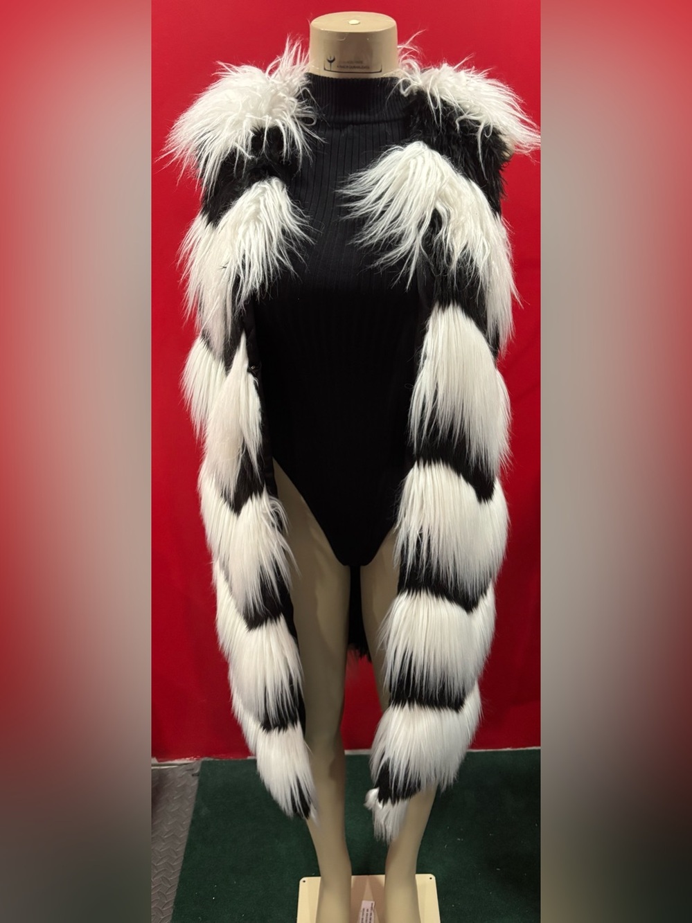 Glamour Black and White Faux Fur vest